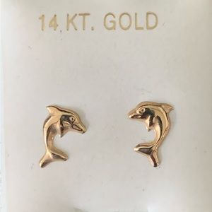 14 Karet Gold Dolphin Earrings